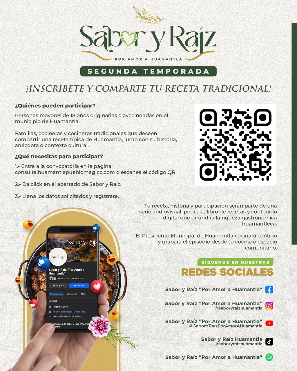 Con segunda temporada de 'Sabor y Raíz', gobierno de Huamantla convoca a compartir recetas que dan identidad como Pueblo Mágico